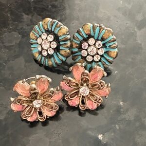 Floral Crystal Earrings Set